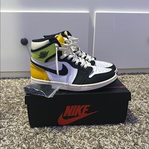 Nike High-Top Sneakers - Black, White, Yellow Accents